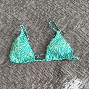 Aqua and Green Zebra Print Bikini Top